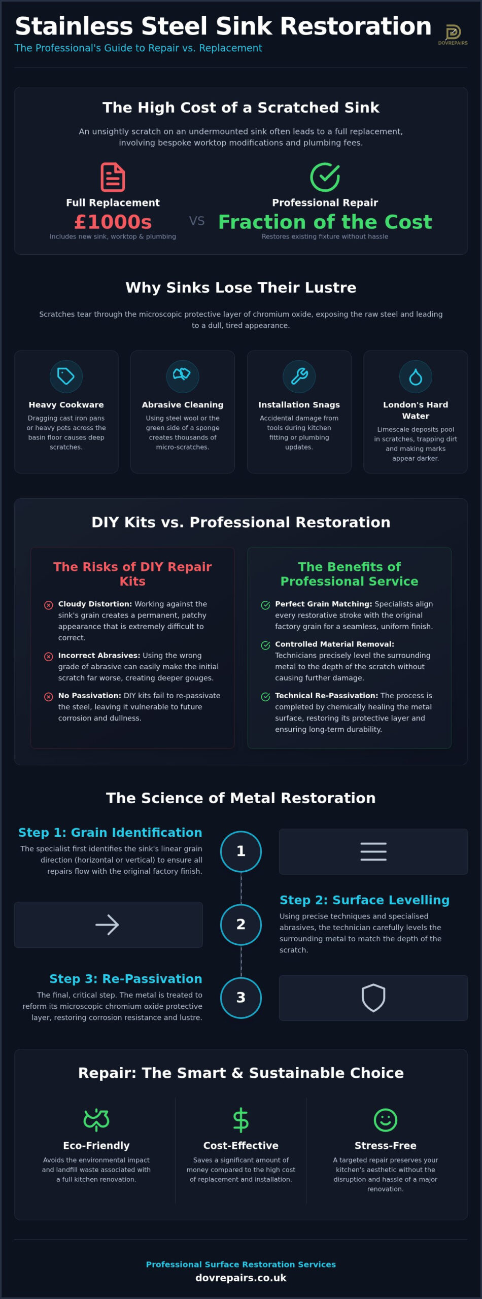 Stainless Steel Sink Scratch Repair London: The 2026 Specialist Guide